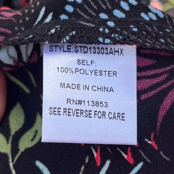 Baltic Born Women’s Black & Floral Print Lena Tiered Midi Dress Size 2X Smocked - Picture 8 of 9